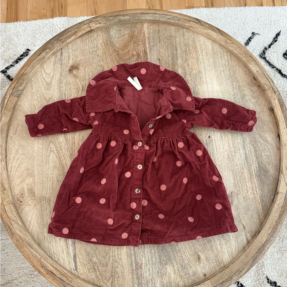 Wild Wawa Red Polka Dot Corduroy Dress, Size 12-18